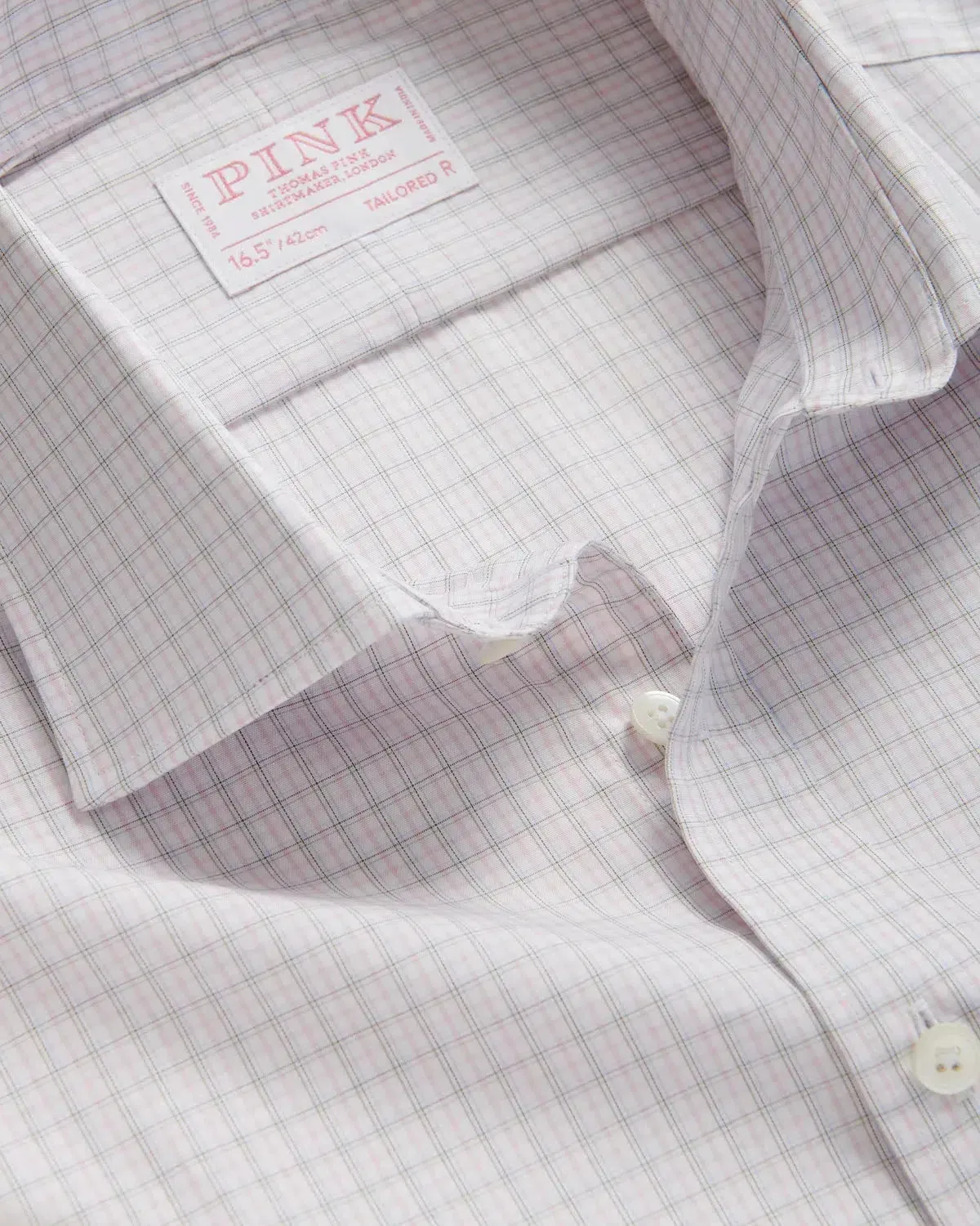 Thomas Pink Tailored Fit Formal Shadow Casual Check Shirt Pink/Grey
