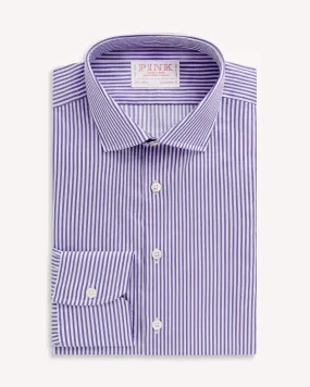 Thomas Pink Tailored Fit Formal Twill Stripe Shirt Purple/White