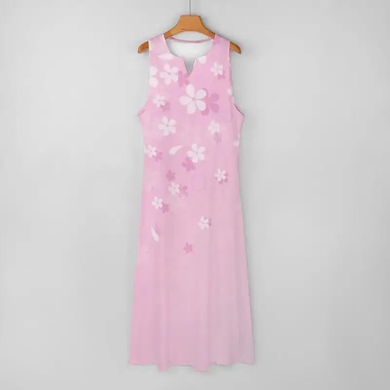 Twirl Like a Boss in Our Pink Floral Sleeveless Dress with Secret Pockets